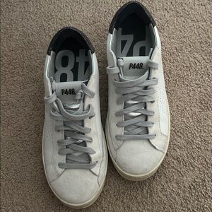 P448 Gray and White Low-Top Sneakers